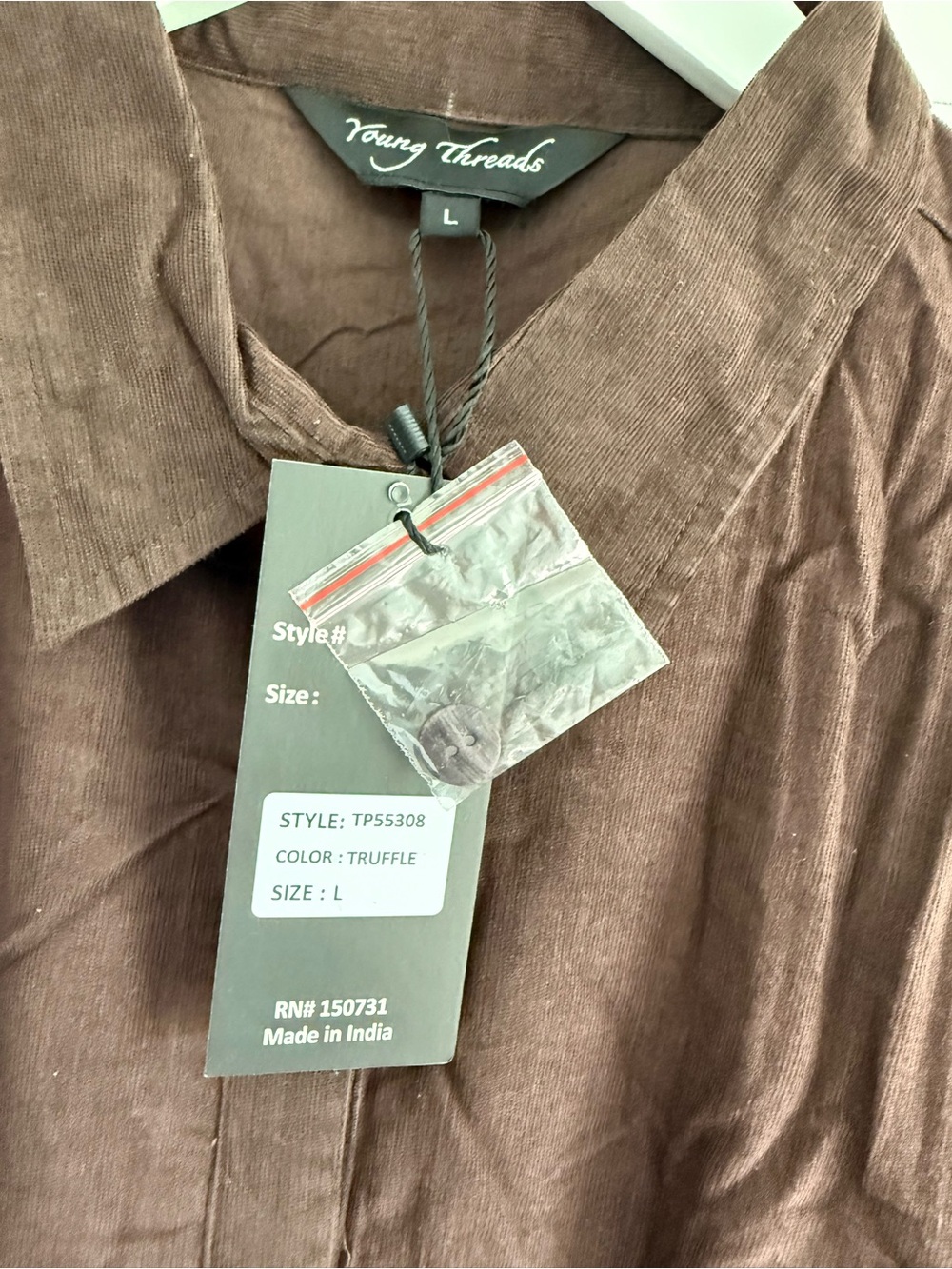 Young Threads NWT Brown Button Front Blouse Size Large Boho Cottagecore - Picture 9 of 11